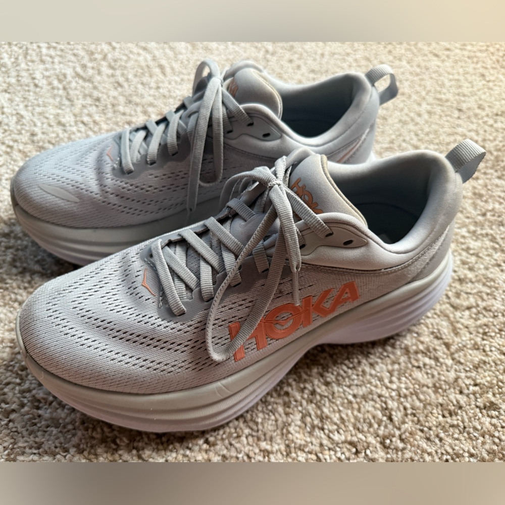 Hoka Bondi 8 Athletic Sneakers Harbor Mist/ Lunar Rock Womens 7.5